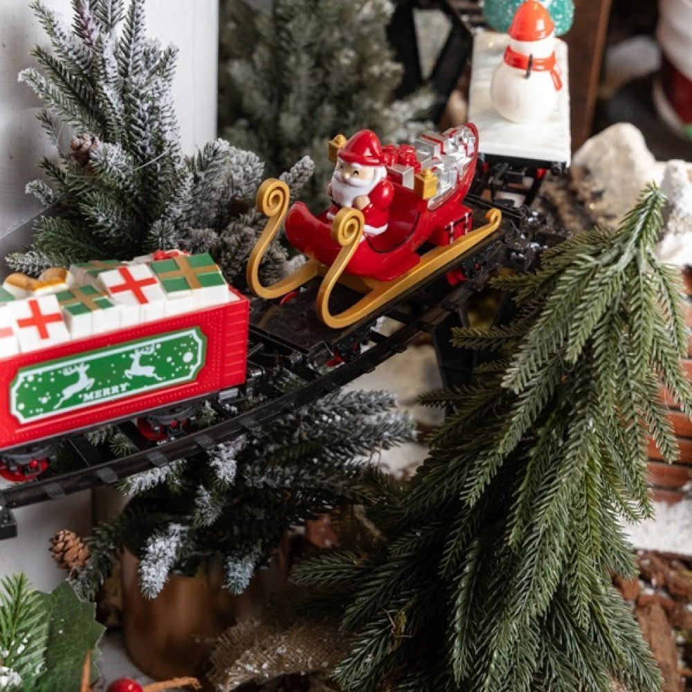 Χριστουγεννιάτικο τρενάκι με ράγες με μουσική κίνηση και φως 36 τμχ Φ90