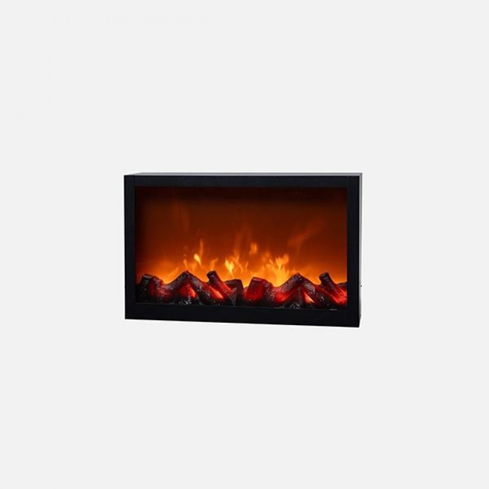 Διακοσμητικό τζάκι μεταλλικό μαύρο με εφέ φλόγας 41x10x25