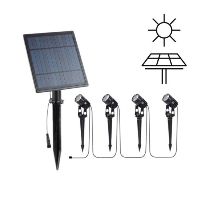 Σποτ κήπου καρφωτό "ARTE ILLUMINA" 4 τμχ με ηλιακό panel 1,5W/240LM/4000K/IP44