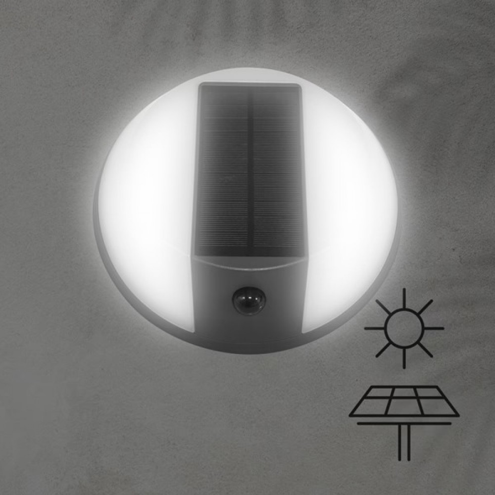 Απλίκα στρογγυλή "ARTE ILLUMINA" με μαύρο ηλιακό panel 5W/500LM/4000Κ/IP54