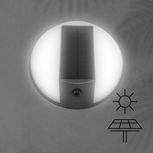 Απλίκα στρογγυλή "ARTE ILLUMINA" με μαύρο ηλιακό panel 5W/500LM/4000Κ/IP54