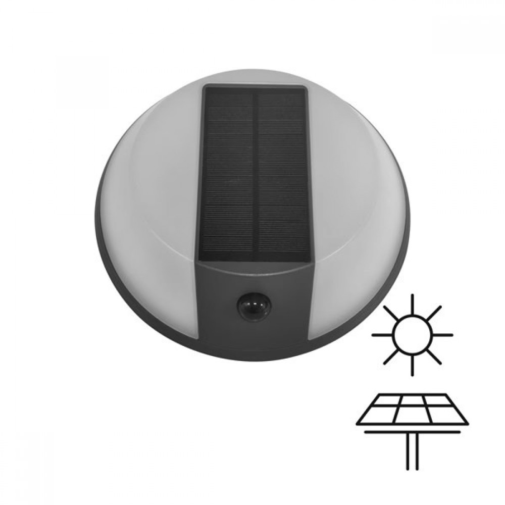 Απλίκα στρογγυλή "ARTE ILLUMINA" με μαύρο ηλιακό panel 5W/500LM/4000Κ/IP54