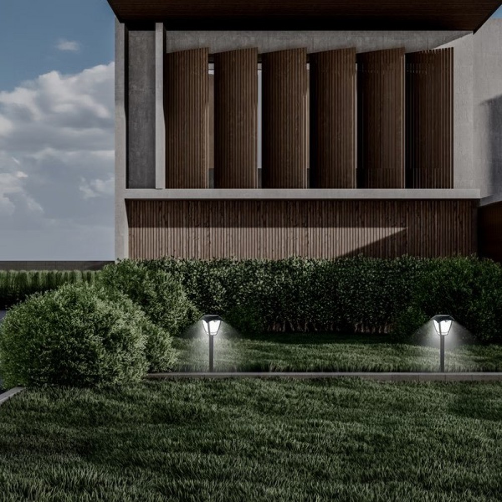 Ηλιακή απλίκα "ARTE ILLUMINA" με κολωνάκι και ανιχνευτή κίνησης 3W/400LM/3CCT 16,6x16,6x71,5