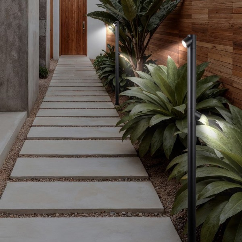 Κολωνάκι αλουμινίου "ARTE ILLUMINA" 2x5W/IP65/3000K σε μαύρο χρώμα Φ5,5x120