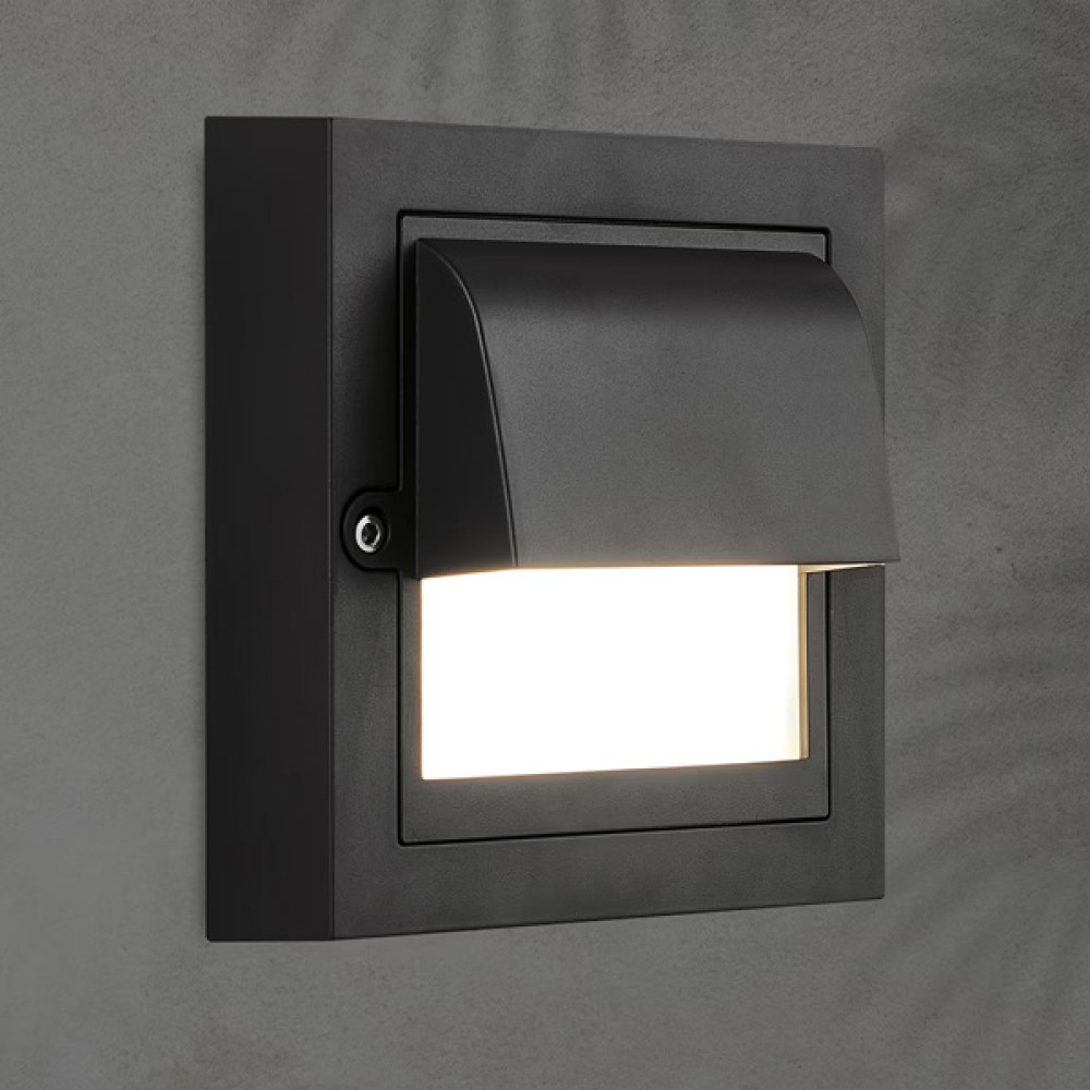 Απλίκα από πλαστικό σε μαύρο χρώμα LED 6W/3CCT/IP65 13,5x13,5x5,5