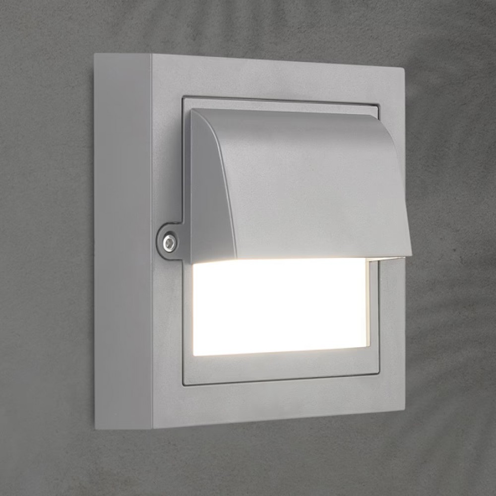 Απλίκα από πλαστικό σε γκρι χρώμα LED 6W/3CCT/IP65 13,5x13,5x5,5