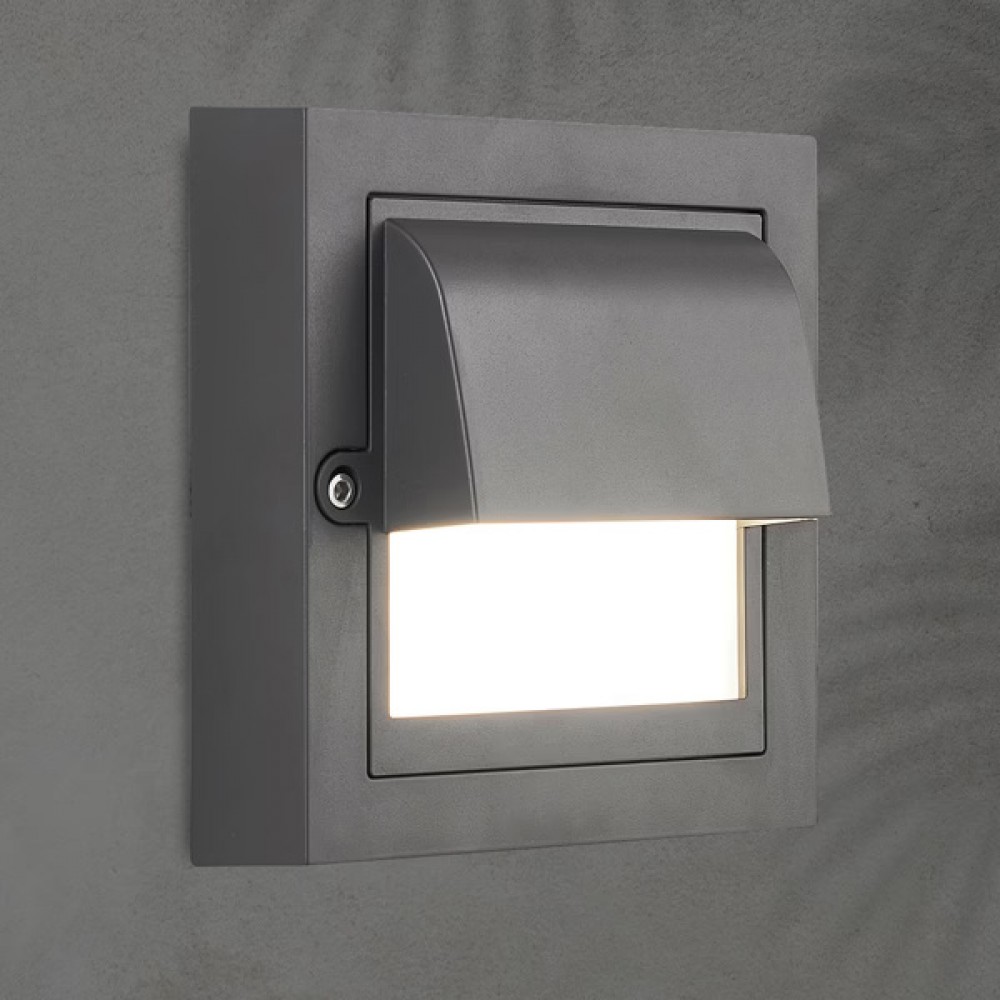 Απλίκα από πλαστικό σε χρώμα γραφίτη LED 6W/3CCT/IP65 13,5x13,5x5,5