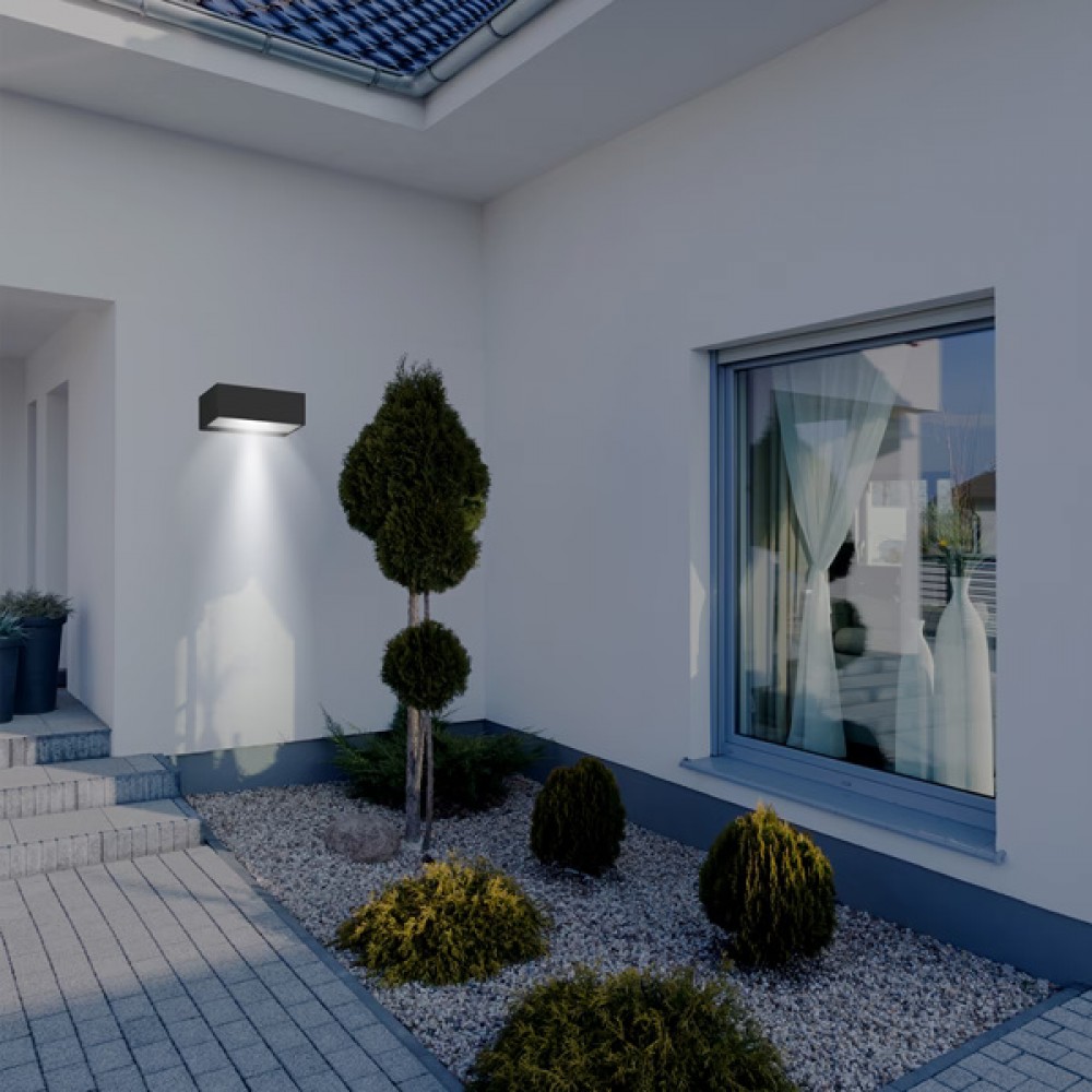 Φωτιστικό τοίχου από πλαστικό/ABS σε χρώμα μαύρο LED 12W/3CCT/IP65 23x9x10