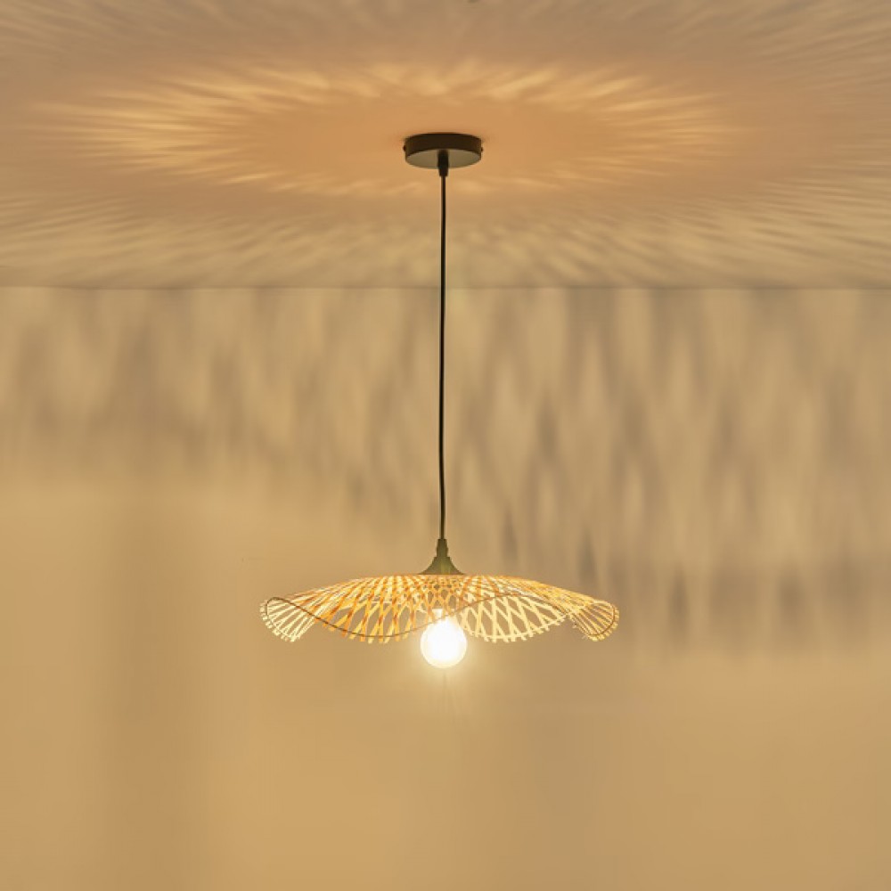 Φωτιστικό μονόφωτο "ARTE ILLUMINA CROSSLINE" από μπαμπού σε μπεζ χρώμα Φ47,5