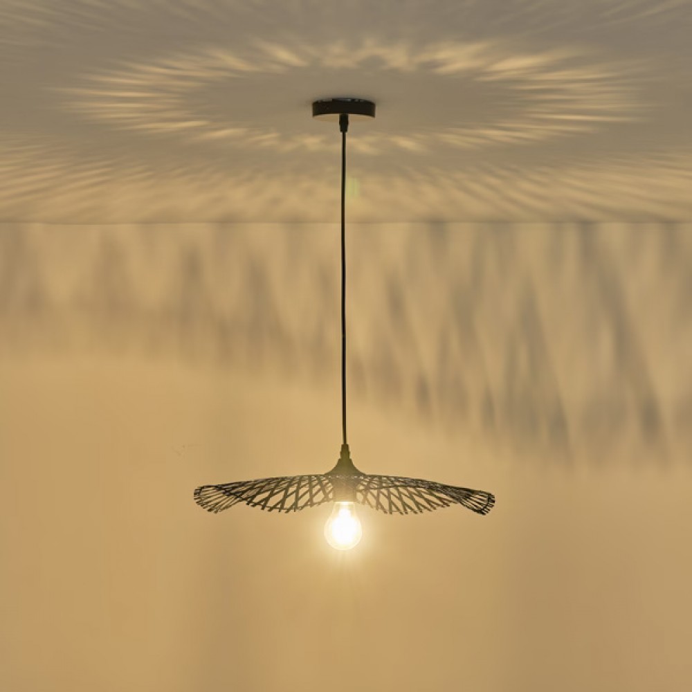 Φωτιστικό μονόφωτο "ARTE ILLUMINA CROSSLINE" από μπαμπού σε μαύρο χρώμα Φ47,5