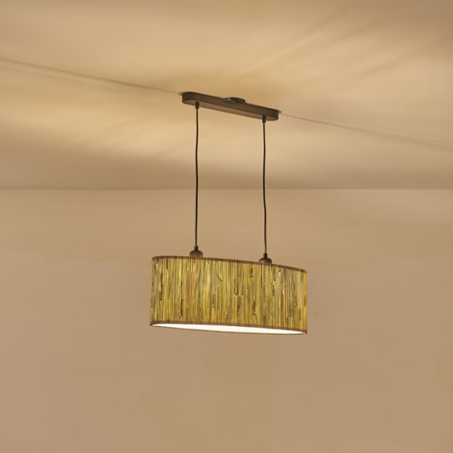 Φωτιστικό 2φωτο "ARTE ILLUMINA AENON" από πάμπας σε μπεζ χρώμα Φ58x129