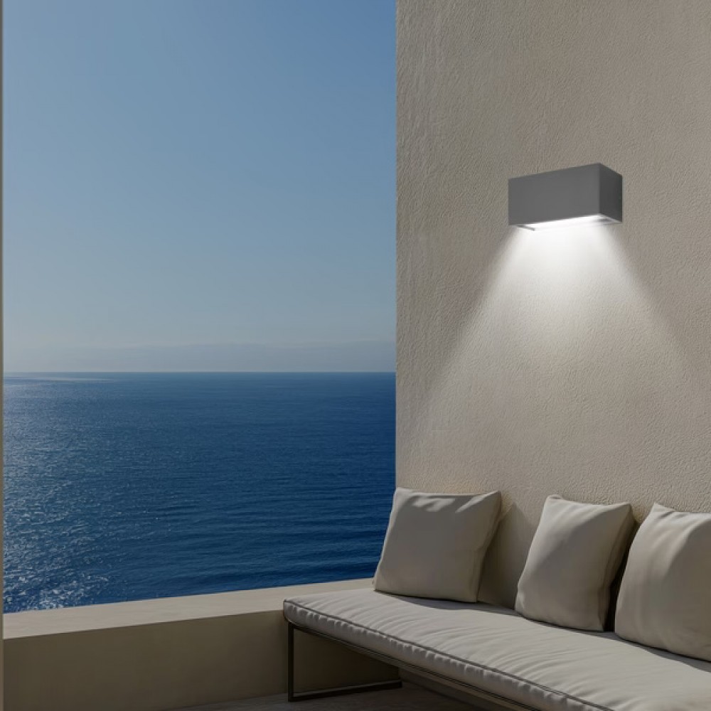 Απλίκα από αλουμίνιο/πλαστικό σε χρώμα γραφίτη 18W/1XΕ27/IP54 25x11x11