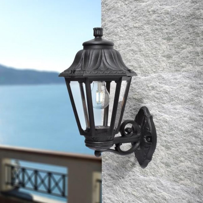 Φωτιστικό εξωτερικού χώρου απλίκα "FUMAGALLI BISSO ANNA" απο ρητίνη σε μαύρο χρώμα E27/IP55 27,5x45