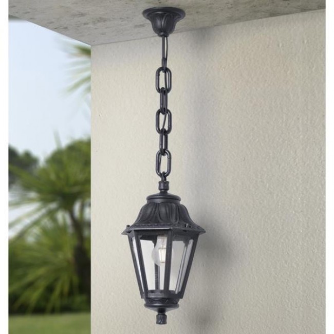 Φωτιστικό εξωτερικού χώρου κρεμαστό "FUMAGALLI SICHEM ANNA" απο ρητίνη σε μαύρο χρώμα E27/IP55 22x80