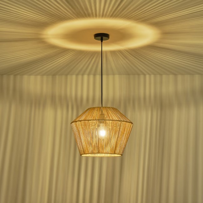 Φωτιστικό μονόφωτο κρεμαστό "ARTE ILLUMINA VENTO" από ραττάν σε καφέ χρώμα 41Xx132