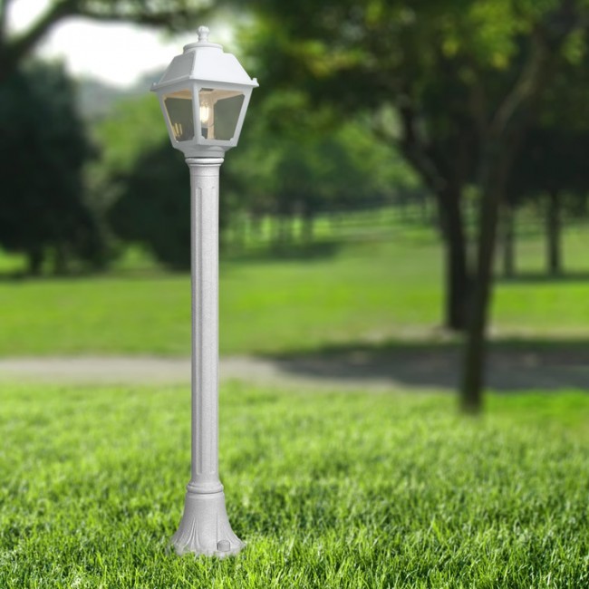 Kολωνάκι δαπέδου "FUMAGALLI MIZAR MARY " απο ρητίνη σε λευκό χρώμα E27/IP55 18x108