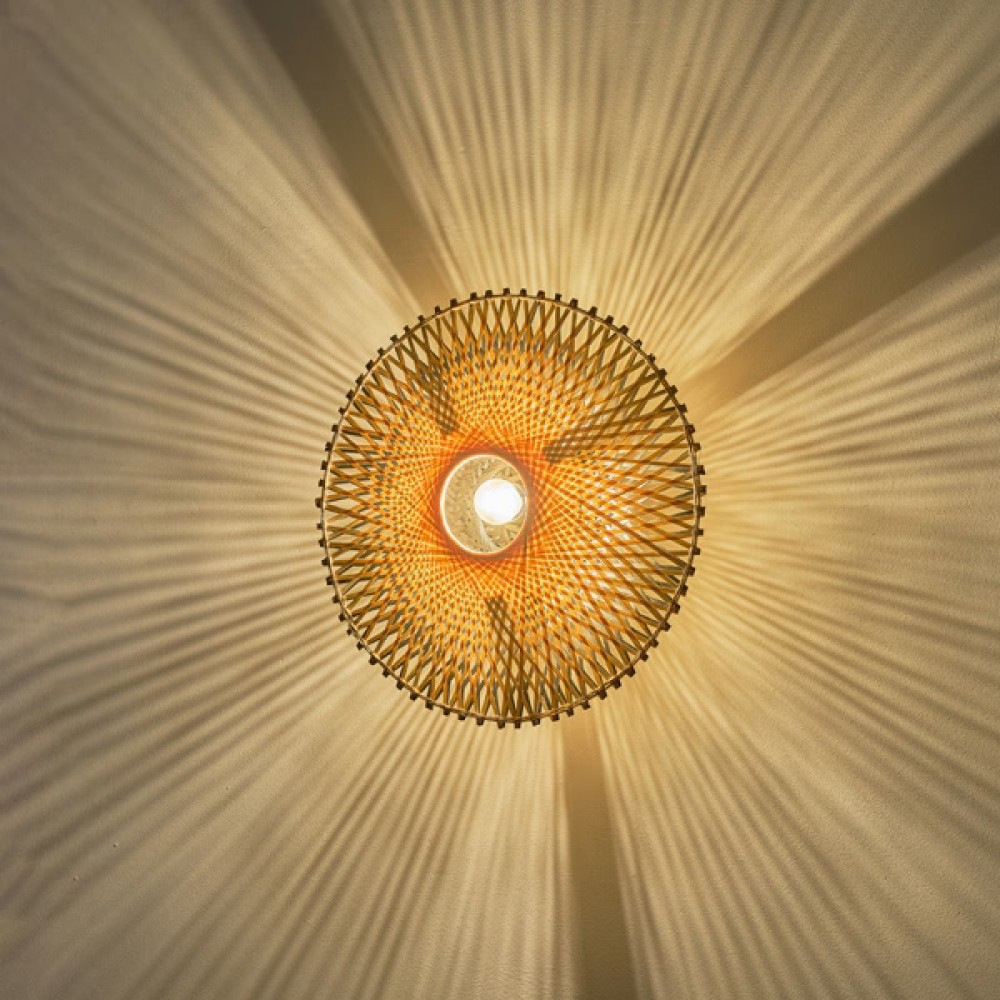 Απλίκα τοίχου "ARTE ILLUMINA CYCLONE" από μπαμπού σε καφέ χρώμα 40x14