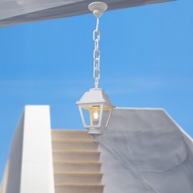 Φωτιστικό εξωτερικού χώρου κρεμαστό "FUMAGALLI SICHEM MARY" απο ρητίνη σε λευκό χρώμα E27/IP55 18x78