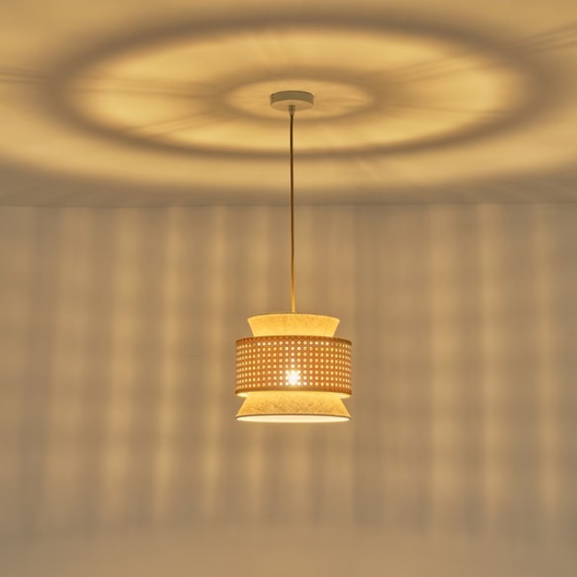 Φωτιστικό μονόφωτο "ARTE ILLUMINA ISLA" από μέταλλο/ύφασμα σε μπεζ/λευκό χρώμα Φ26X126