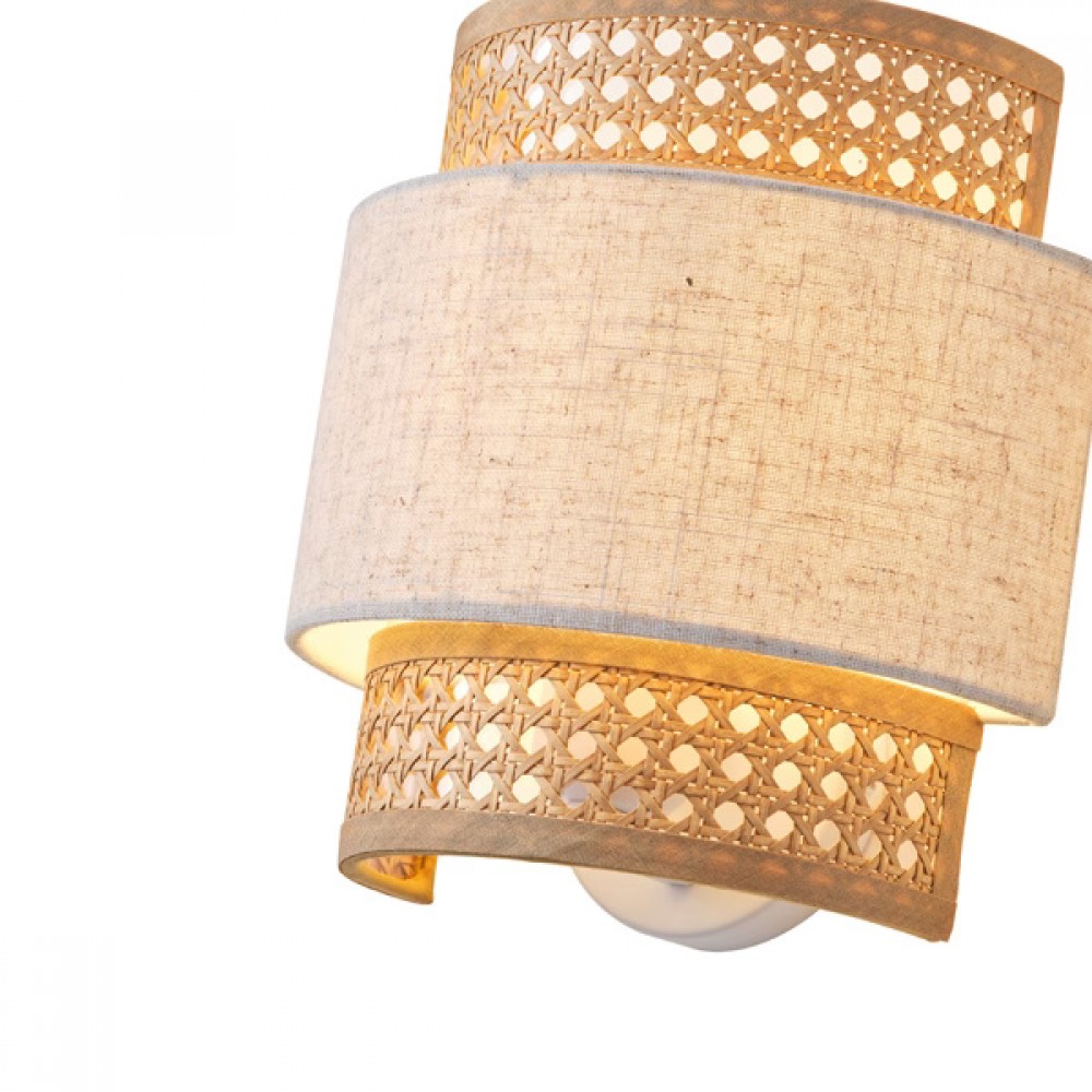 Απλίκα τοίχου "ARTE ILLUMINA ISLA" από μέταλλο/ύφασμα σε μπεζ/λευκό χρώμα 24X23X14