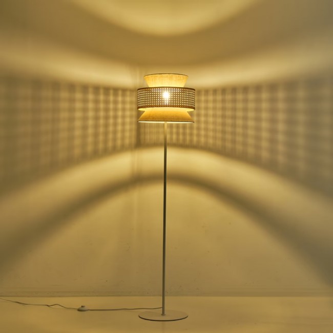 Φωτιστικό επιδαπέδιο "ARTE ILLUMINA ISLA" από μέταλλο/ύφασμα σε μπεζ/λευκό χρώμα Φ35x145