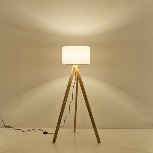 Φωτιστικό επιδαπέδιο "ARTE ILLUMINA MADERA" από ξύλο σε λευκό χρώμα Φ45x145