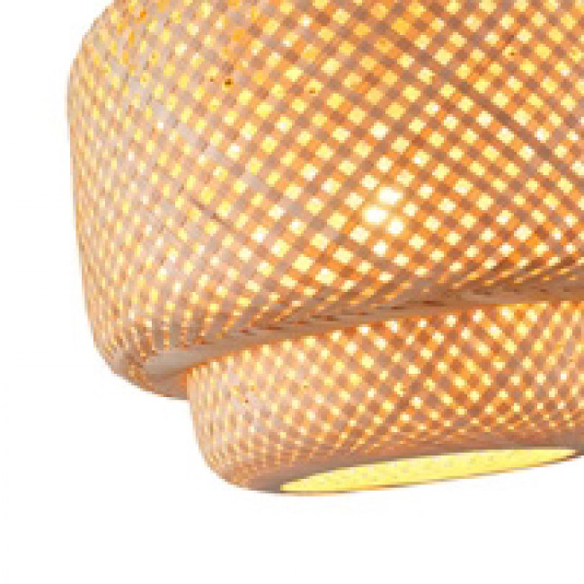 Φωτιστικό μονόφωτο κρεμαστό "ARTE ILLUMINA AURA" από μπαμπού σε μπεζ χρώμα 42x151