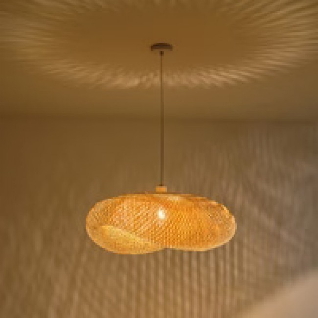 Φωτιστικό μονόφωτο "ARTE ILLUMINA LAGOON" από μπαμπού σε μπεζ χρώμα Φ76x147