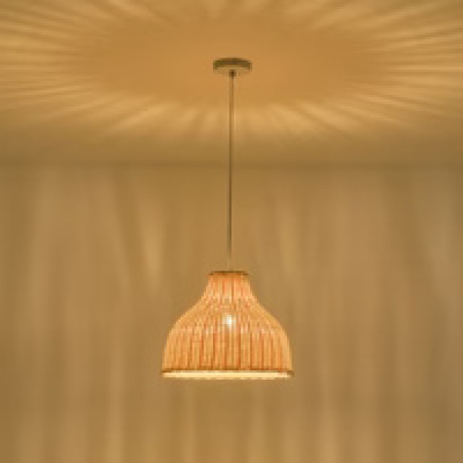 Φωτιστικό μονόφωτο "ARTE ILLUMINA COASTAL" από μπαμπού σε μπεζ χρώμα Φ33x144