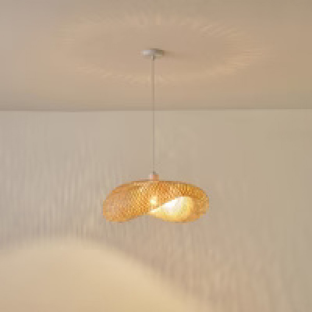 Φωτιστικό μονόφωτο "ARTE ILLUMINA LAGOON" από μπαμπού σε μπεζ χρώμα Φ62x143