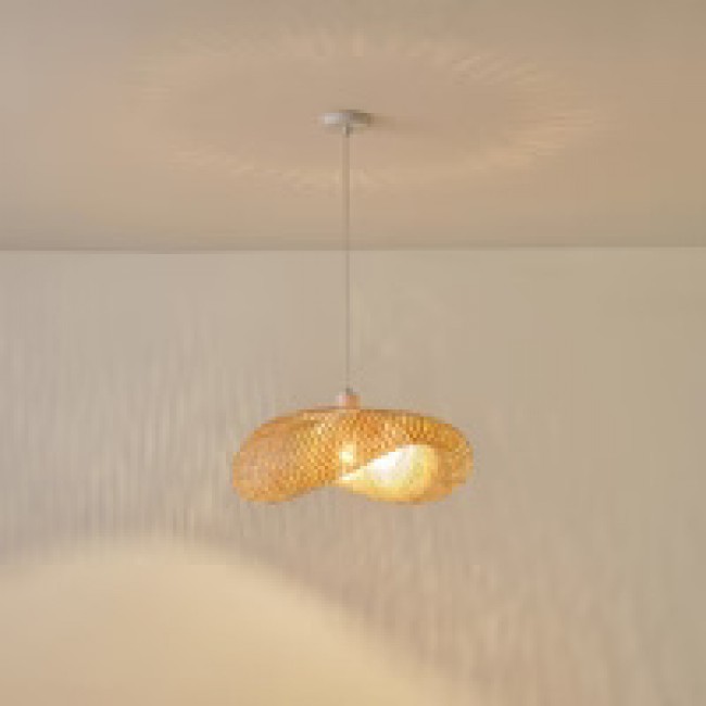 Φωτιστικό μονόφωτο "ARTE ILLUMINA LAGOON" από μπαμπού σε μπεζ χρώμα Φ62x143
