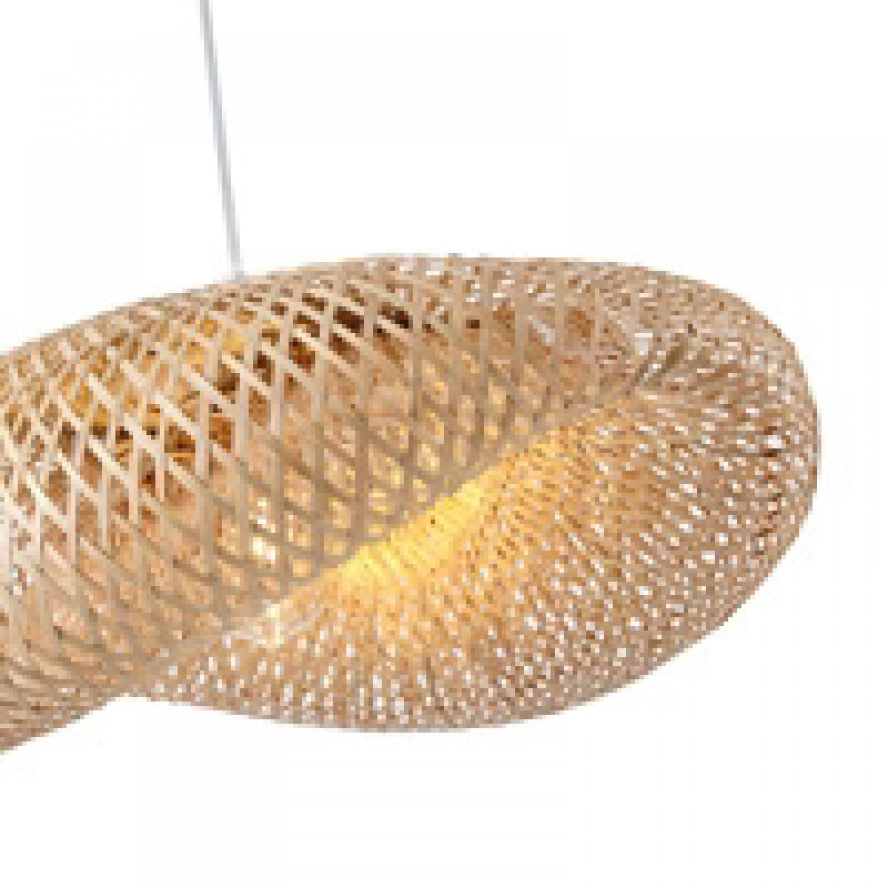 Φωτιστικό μονόφωτο "ARTE ILLUMINA LAGOON" από μπαμπού σε μπεζ χρώμα Φ62x143