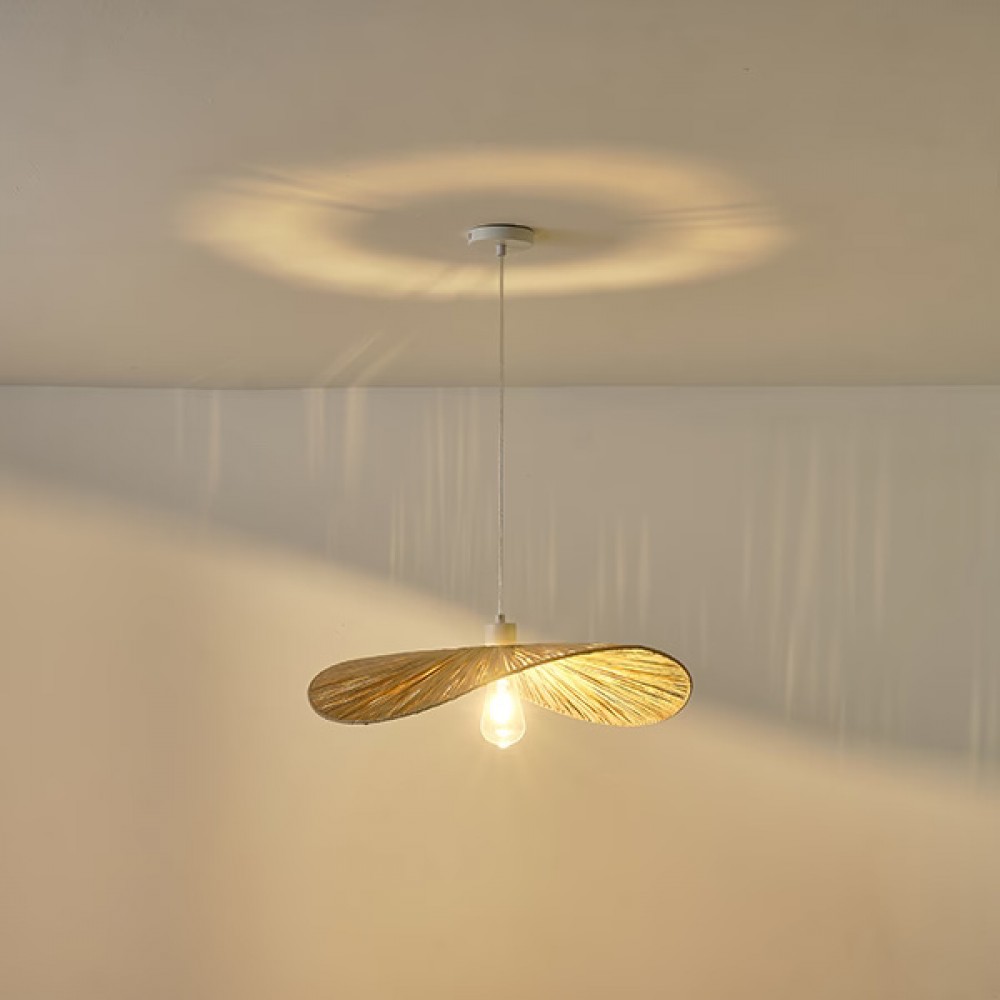 Φωτιστικό μονόφωτο "ARTE ILLUMINA OASIS" από μπαμπού σε μπεζ χρώμα Φ55x136