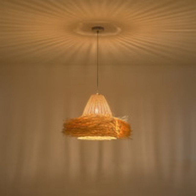 Φωτιστικό μονόφωτο "ARTE ILLUMINA SISAL" από μπαμπού σε μπεζ χρώμα Φ56x156