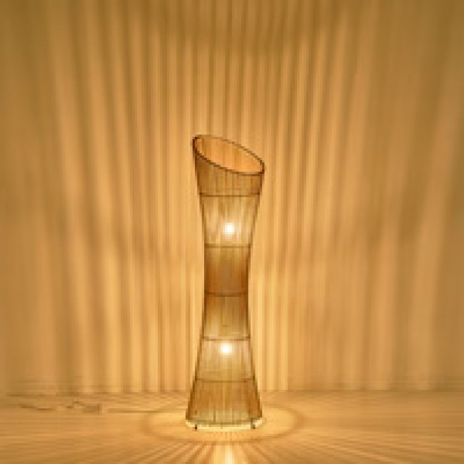 Φωτιστικό επιδαπέδιο "ARTE ILLUMINA CALYPSO" από μπαμπού σε μπεζ χρώμα Φ29,5x118