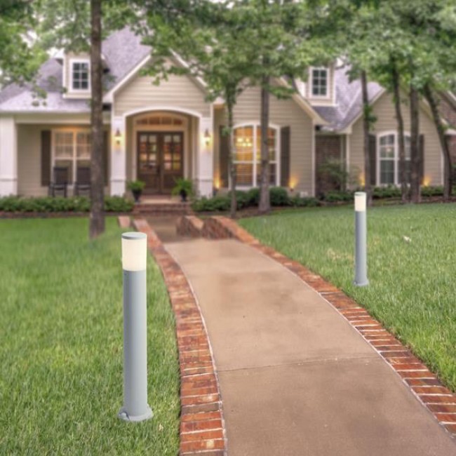 Kολωνάκι δαπέδου "FUMAGALLI AMELIA 800" απο ρητίνη σε γκρι οπαλ χρώμα LED E27/8,5W/CCT/IP55 Φ10x80