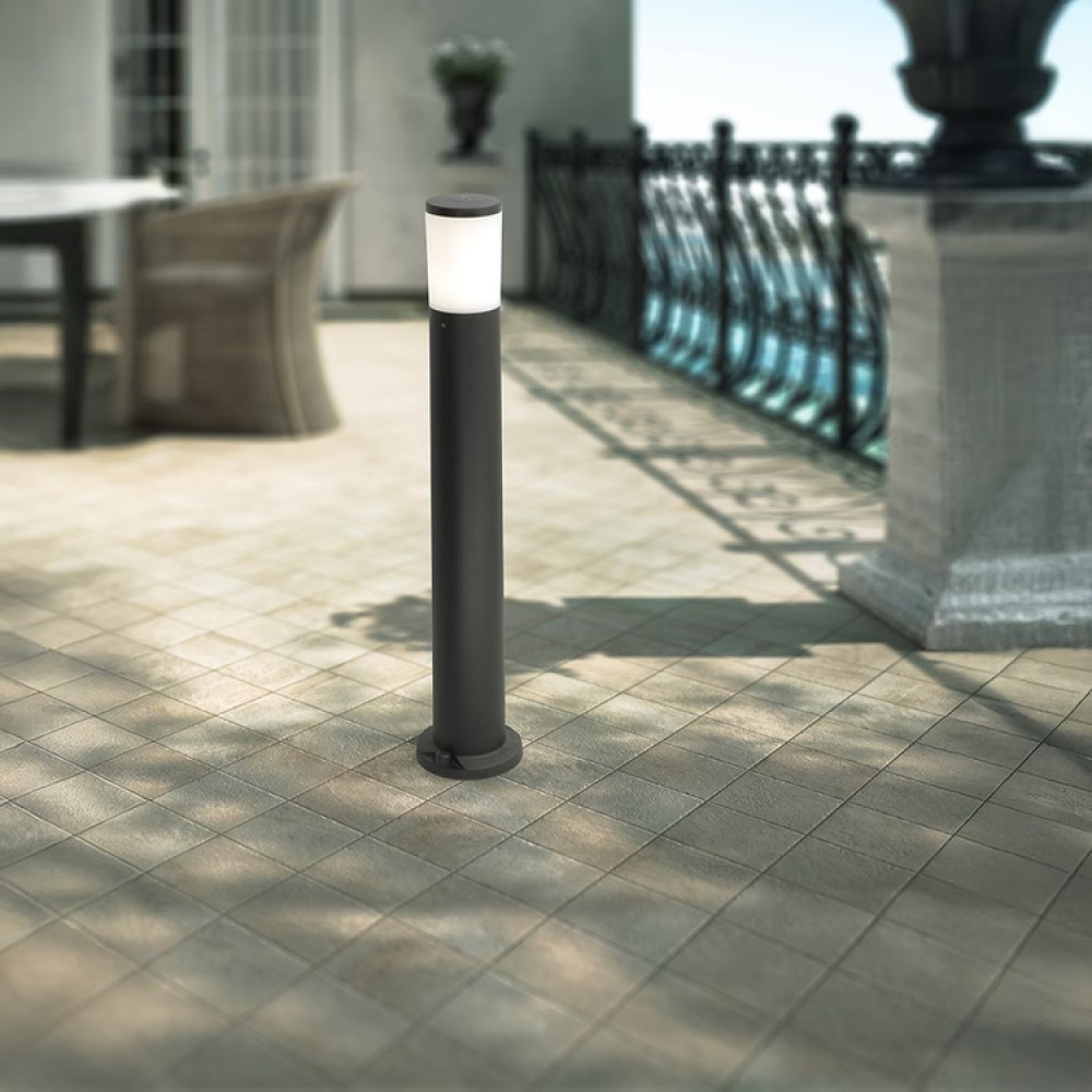 Kολωνάκι δαπέδου "FUMAGALLI AMELIA 800" απο ρητίνη σε μαυρό οπαλ χρώμα LED E27/8,5W/CCT/IP55 Φ10x80