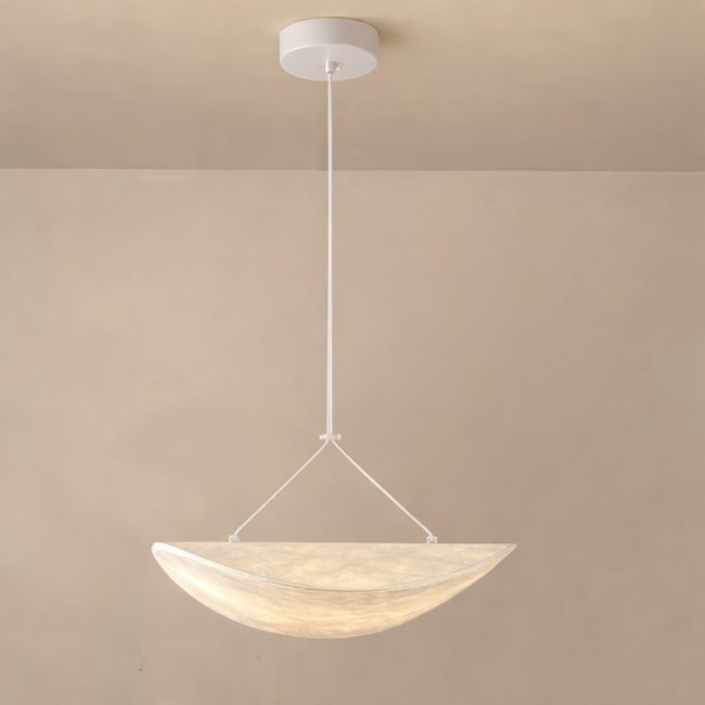 Φωτιστικό μονόφωτο κρεμαστό "ARTE ILLUMINA NEFI" από ύφασμα σε λευκό χρώμα Φ40