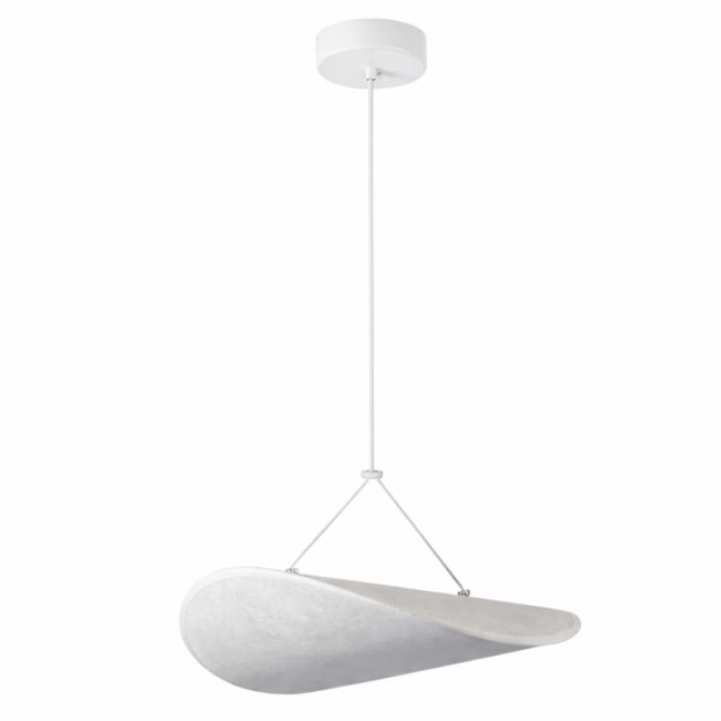 Φωτιστικό μονόφωτο κρεμαστό "ARTE ILLUMINA NEFI" από ύφασμα σε λευκό χρώμα Φ40