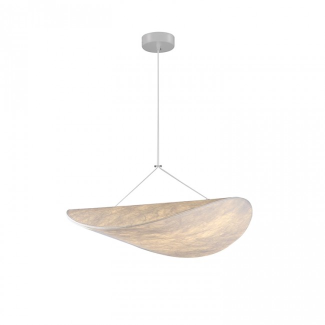 Φωτιστικό μονόφωτο κρεμαστό "ARTE ILLUMINA NEFI" από ύφασμα σε λευκό χρώμα Φ60