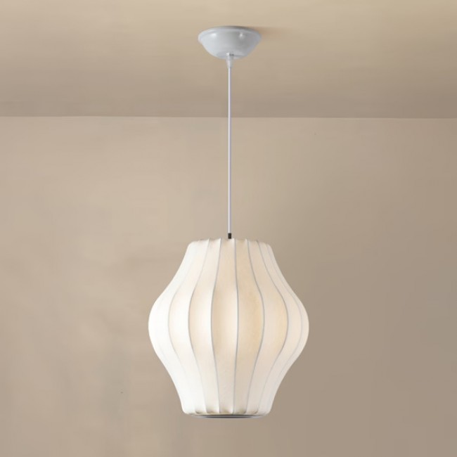 Φωτιστικό μονόφωτο "ARTE ILLUMINA ALLIONA" από ύφασμα/μέταλλο σε λευκό χρώμα Φ30x130