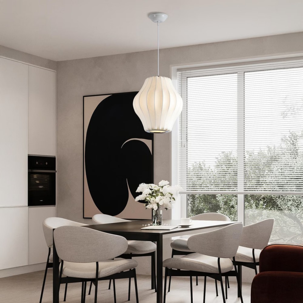 Φωτιστικό μονόφωτο "ARTE ILLUMINA ALLIONA" από ύφασμα/μέταλλο σε λευκό χρώμα Φ30x130