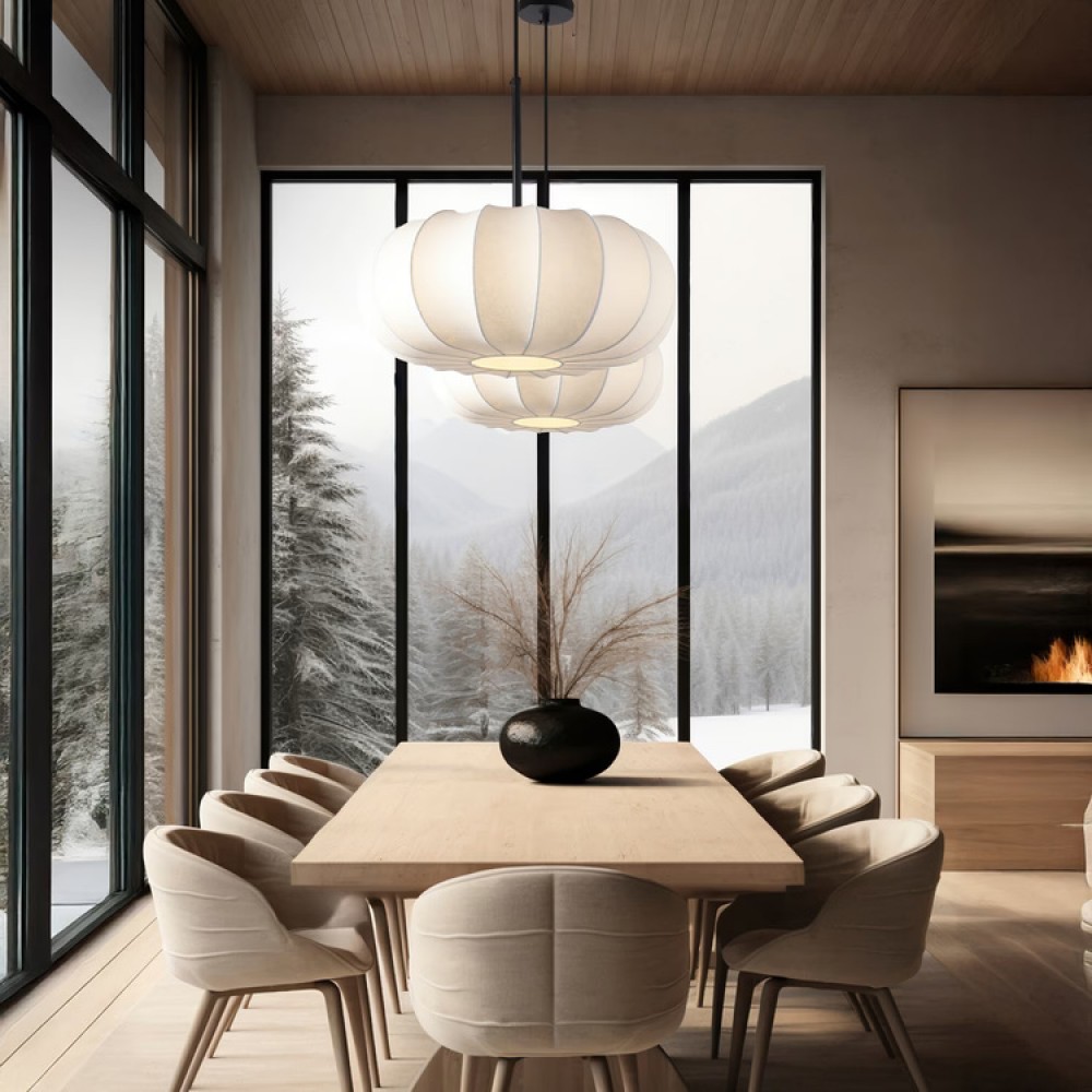 Φωτιστικό μονόφωτο "ARTE ILLUMINA POMPIA" από ύφασμα/μέταλλο σε λευκό χρώμα Φ40x165