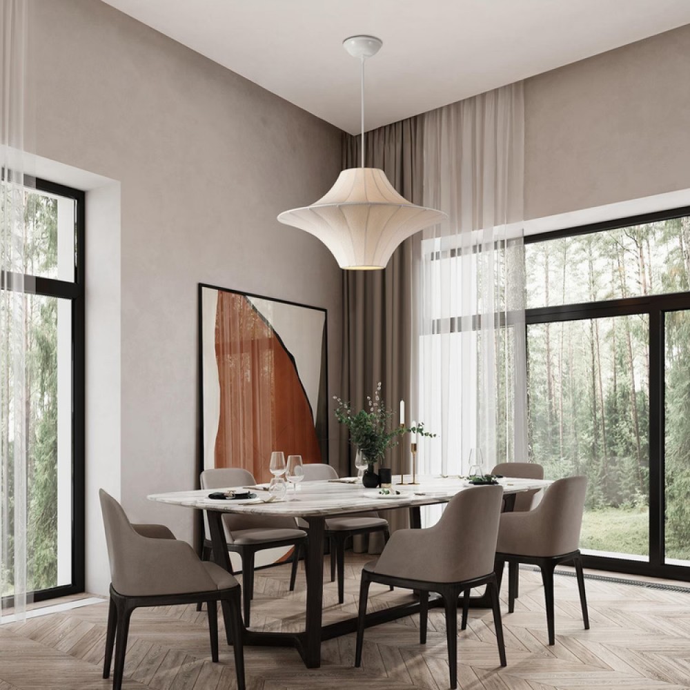 Φωτιστικό μονόφωτο "ARTE ILLUMINA AVIRA" από ύφασμα/μέταλλο σε λευκό χρώμα Φ50x185