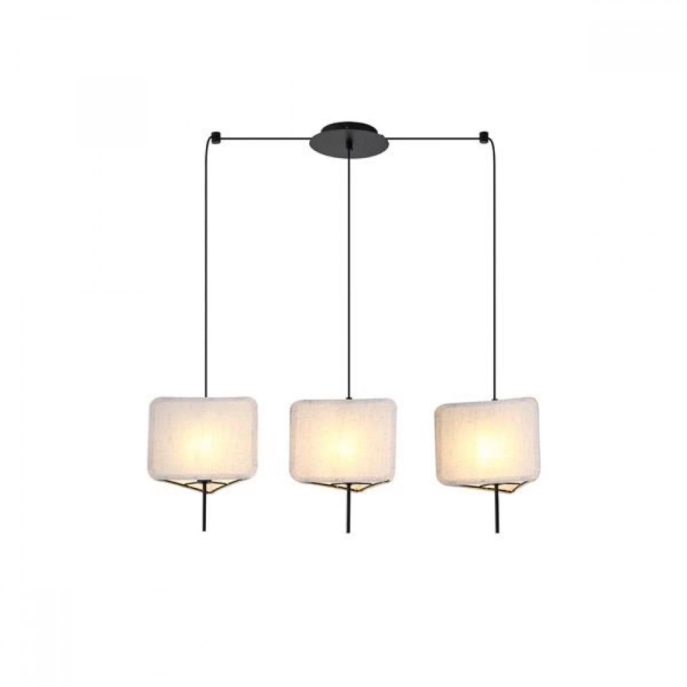 Φωτιστικό τρίφωτο "ARTE ILLUMINA TOSCANY" από ύφασμα σε μπεζ χρώμα 80x25x90