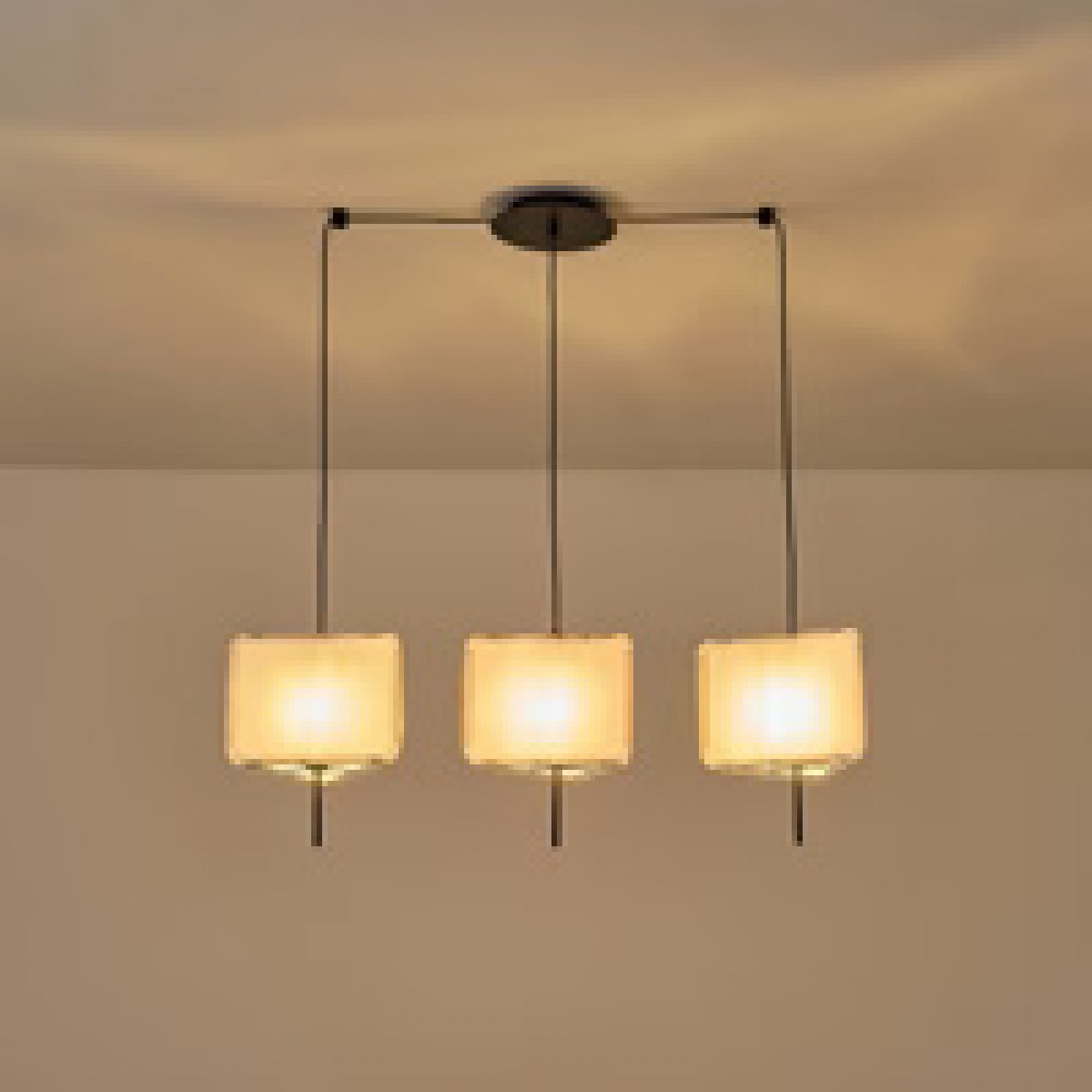 Φωτιστικό τρίφωτο "ARTE ILLUMINA TOSCANY" από ύφασμα σε μπεζ χρώμα 80x25x90