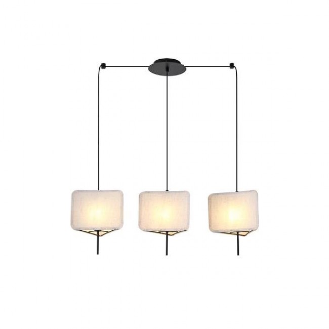 Φωτιστικό τρίφωτο "ARTE ILLUMINA TOSCANY" από ύφασμα σε μπεζ χρώμα 80x25x90