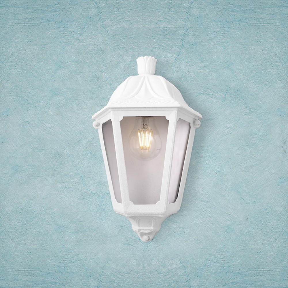 Απλίκα "FUMAGALLI IESSE " μισό φαναράκι από ρητίνη σε λευκό χρώμα E27/IP55 22x35