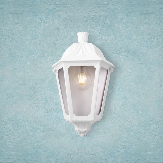 Απλίκα "FUMAGALLI IESSE " μισό φαναράκι από ρητίνη σε λευκό χρώμα E27/IP55 22x35