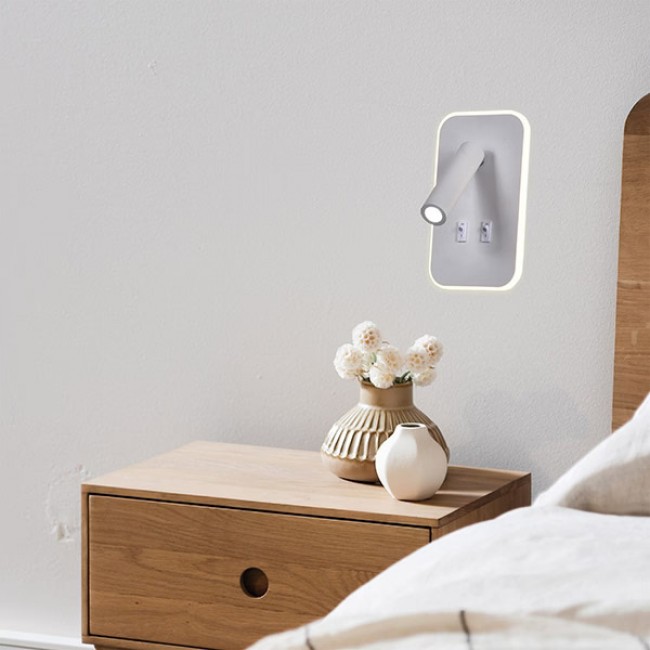 Απλίκα κρεβατιού ανάγνωσης "ARTE ILLUMINA IRIS 3" LED σε λευκό χρώμα 10x7x18